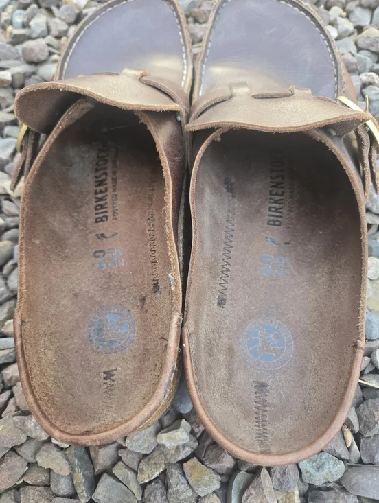 Birkenstock Buckley Brown Leather Slip-On Buckle Shoes - Picture 5 of 8